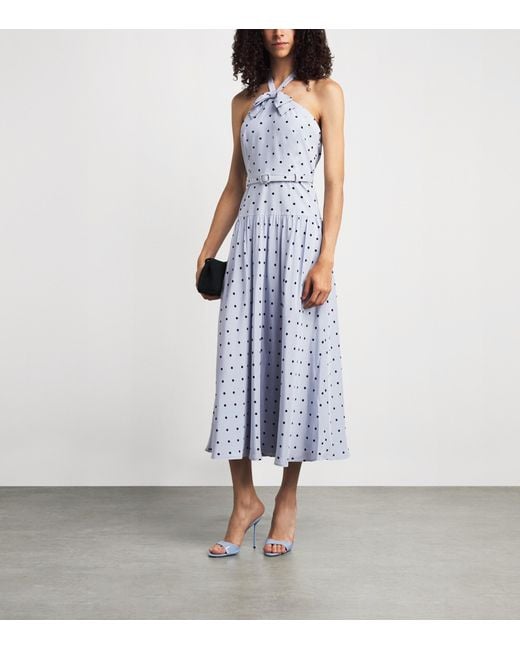 Alessandra Rich White Silk Halterneck Midi Dress