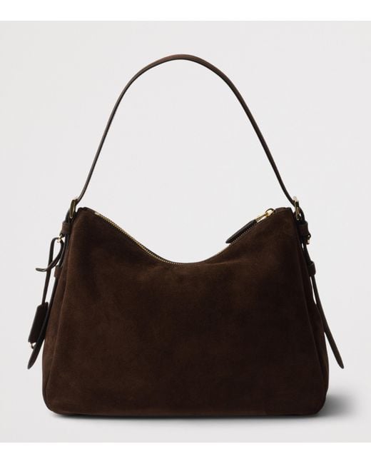 Prada Brown Medium Suede Aimée Shoulder Bag