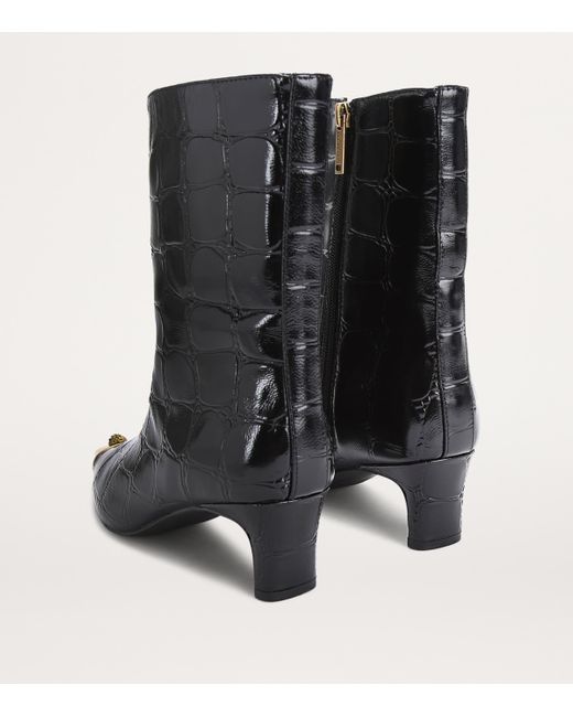 Kurt Geiger Black Croc-Embossed Leather Regent Ankle Boots 55