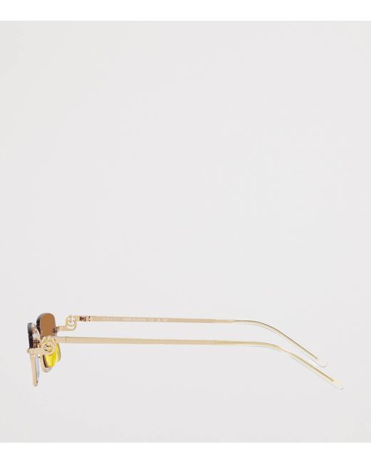 Gucci Purple Metal Logo Rectangular Sunglasses