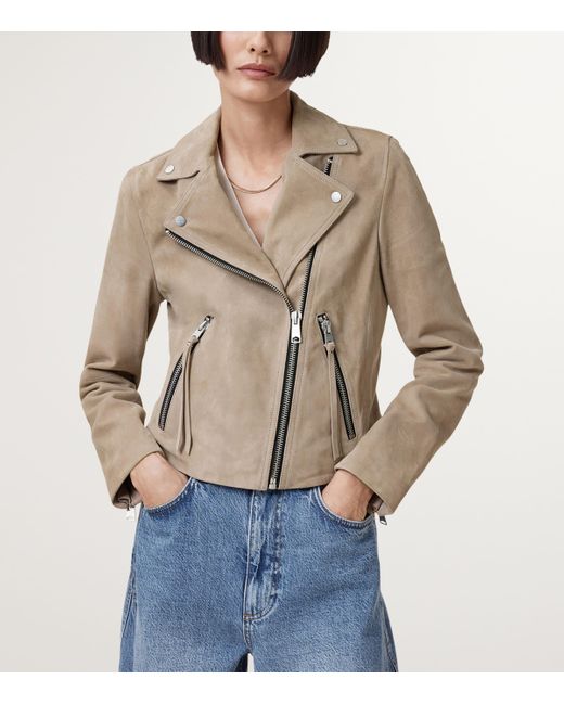 AllSaints Natural Suede Dalby Biker Jacket