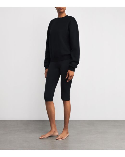 Skims Black Cotton-Blend Fleece Classic Sweatshirt