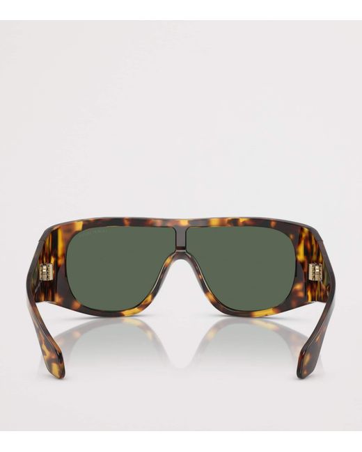 Giorgio Armani Green Tortoiseshell Rectangle Sunglasses for men