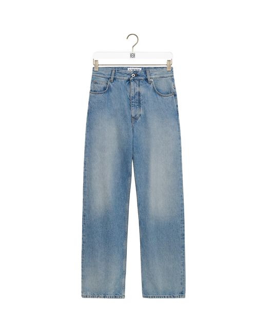 Loewe Blue Buckle-Strap Straight Jeans for men