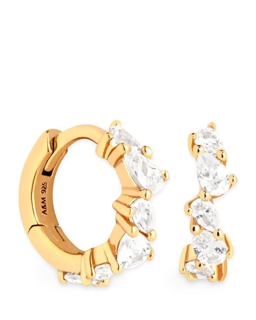 Astrid & Miyu Metallic Plated Crystal Pear Huggie Earrings