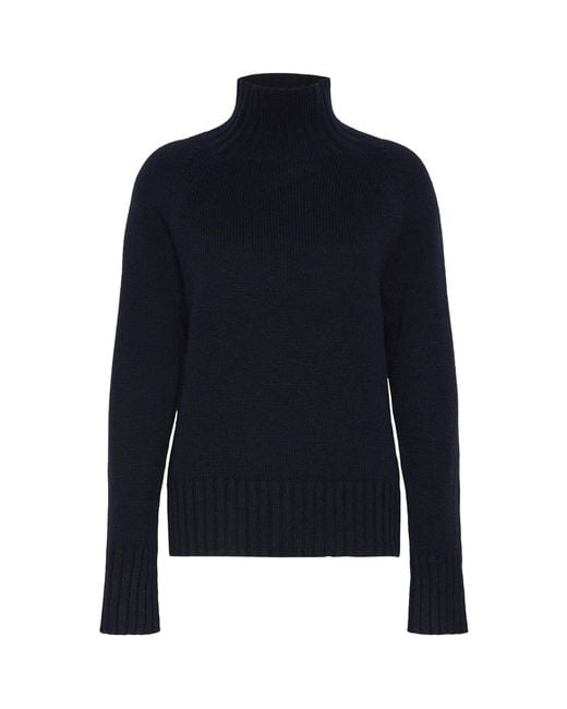Max Mara Blue Wool-Cashmere High-Neck Sweater