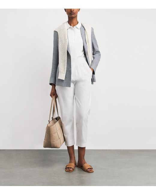 Eleventy White Elasticated Straight Trousers