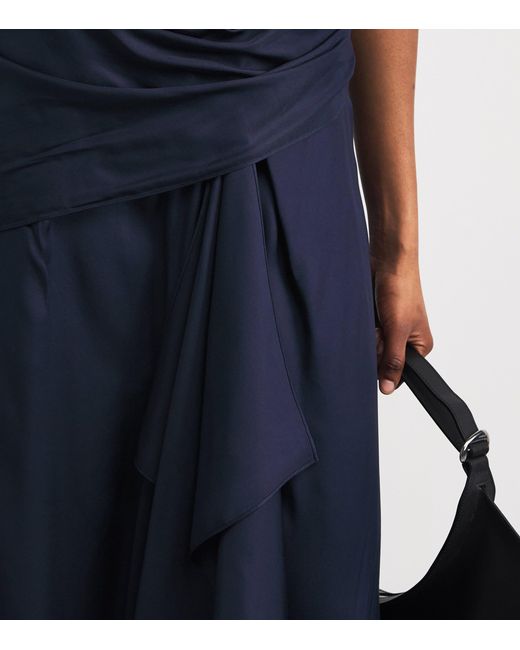 Brandon Maxwell Blue The Marin Scarf Midi Dress