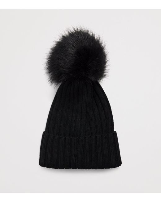 Moncler Black Virgin Wool Pom-Pom Beanie