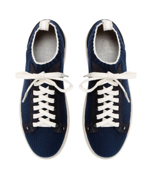 Eleventy Blue Knitted Tennis Sneakers for men