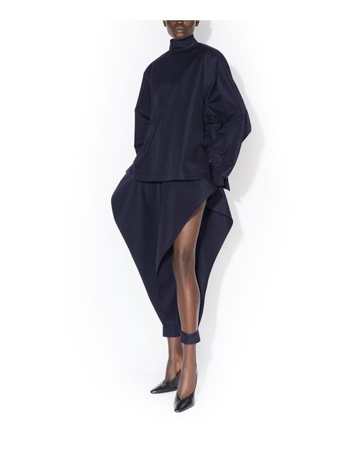 Alaïa Blue Cotton Gabardine Open-Leg Trousers