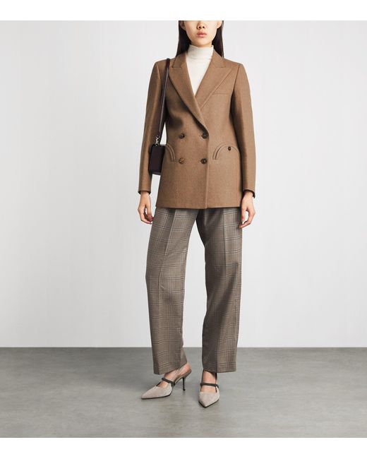 Blazé Milano Brown Virgin Wool-Cashmere Everyday Double-Breasted Blazer