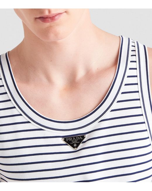 Prada Blue Striped Triangle Tank Top for men