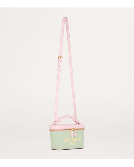 Balmain Pink Leather-canvas B-army Vanity Bag