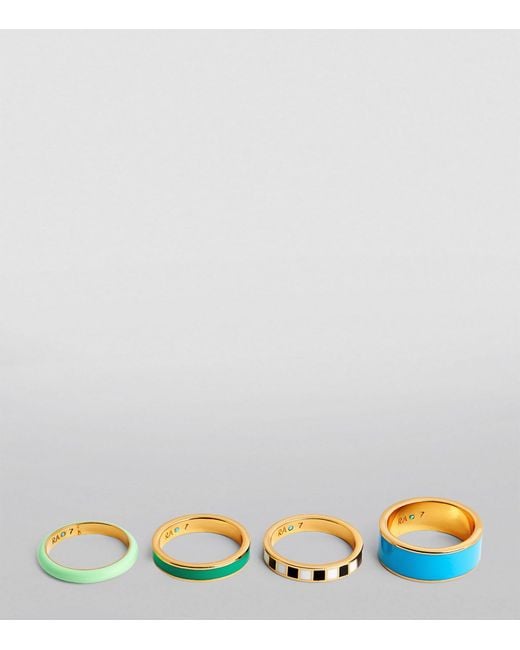 Roxanne Assoulin Green Gold-plated Cool Pools Banded Rings (set Of 4)