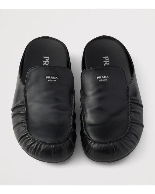 Prada Black Leather Mules for men