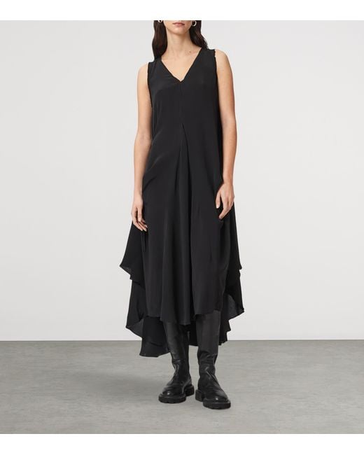 AllSaints Black Adjustable Sybil Midi Dress