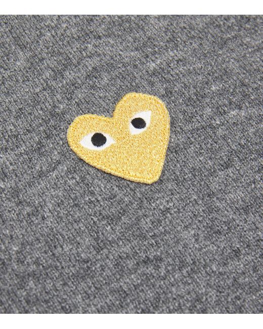 COMME DES GARÇONS PLAY Gray Wool Heart Cardigan for men