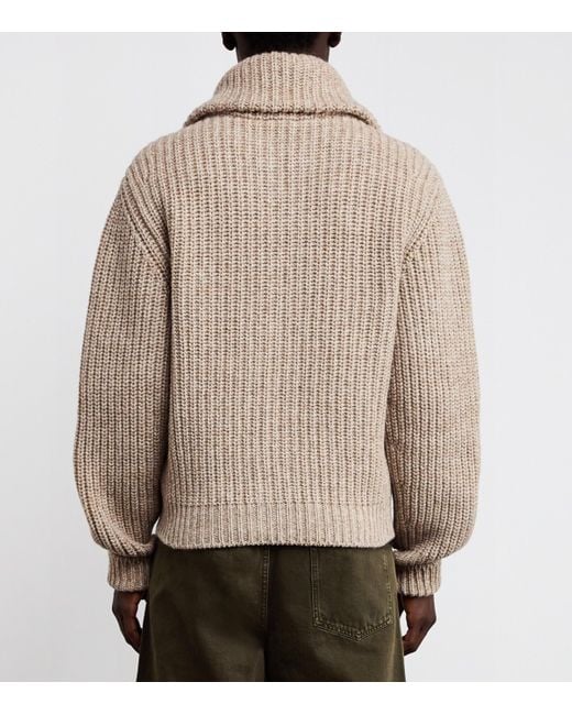 Lemaire Brown Alpaca-Yak Zip-Up Cardigan for men