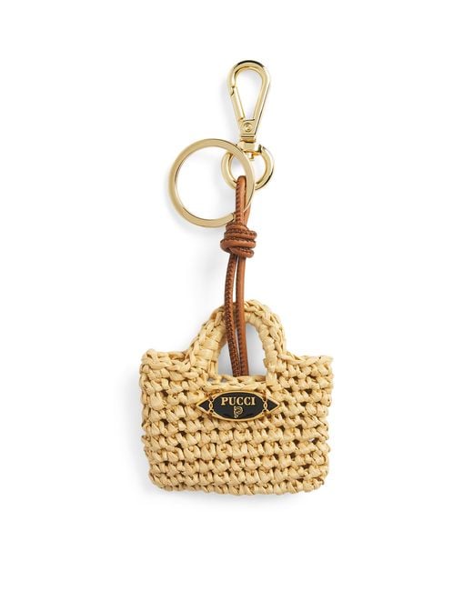 Emilio Pucci Metallic Mini Raffia Bag Charm
