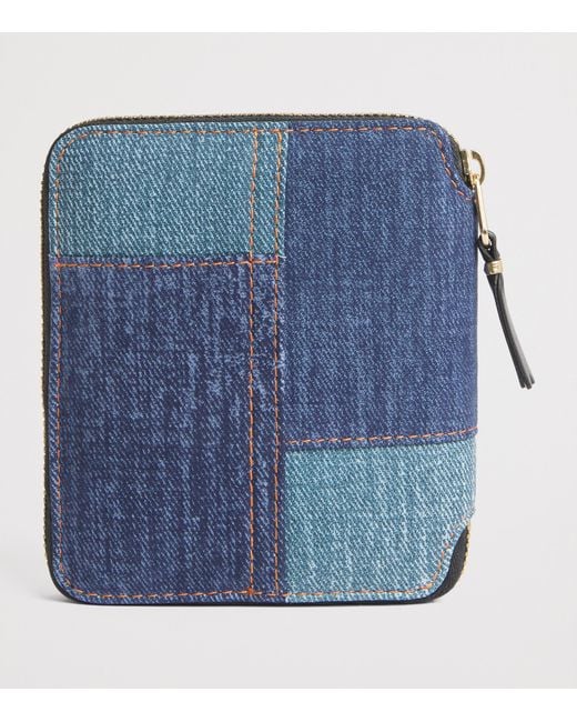 COMME DES GARÇONS PLAY Blue Lambskin Denim-Patch Bifold Wallet for men