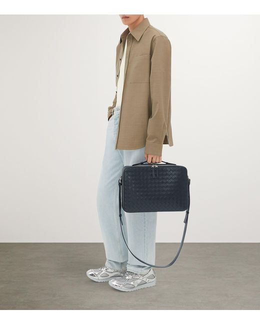 Bottega Veneta Blue Leather Slim Getaway Briefcase for men