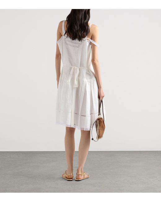Prada White Linen Embroidered Mini Dress
