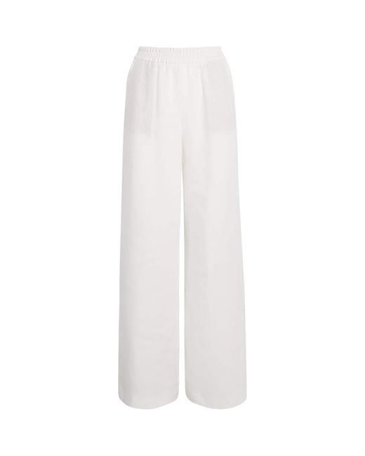 Eleventy White Linen Elasticated Trousers