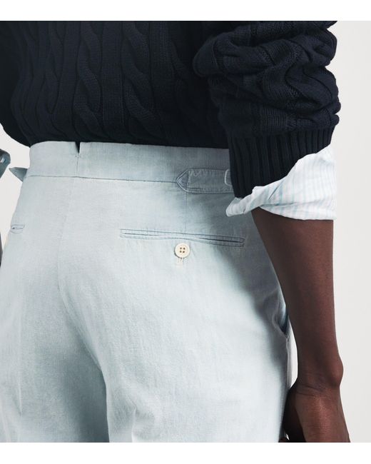 Polo Ralph Lauren Blue Linen Straight Trousers for men