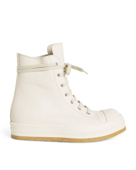 Rick Owens Natural Leather High-Top Sneakers for men