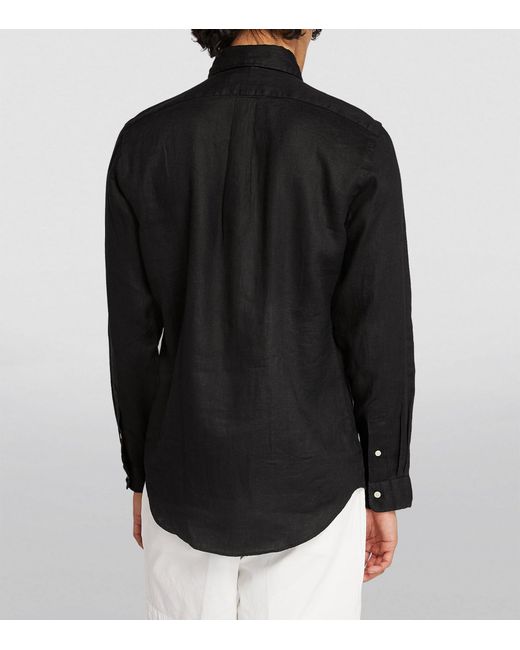 Polo Ralph Lauren Black Linen Polo Pony Shirt for men