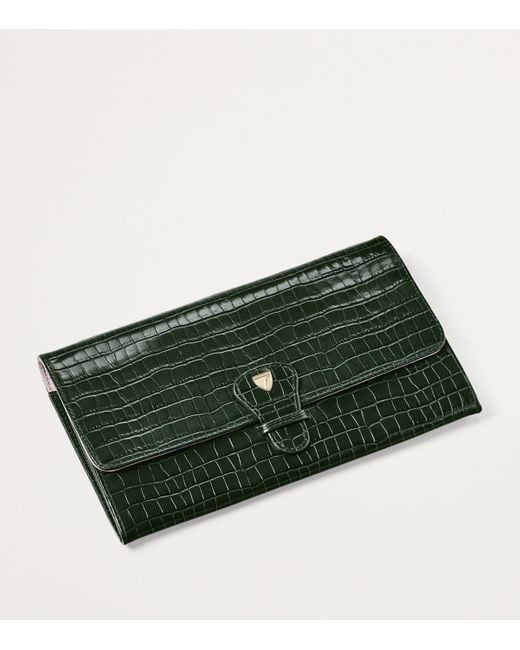 Aspinal Green Leather Travel Wallet for men
