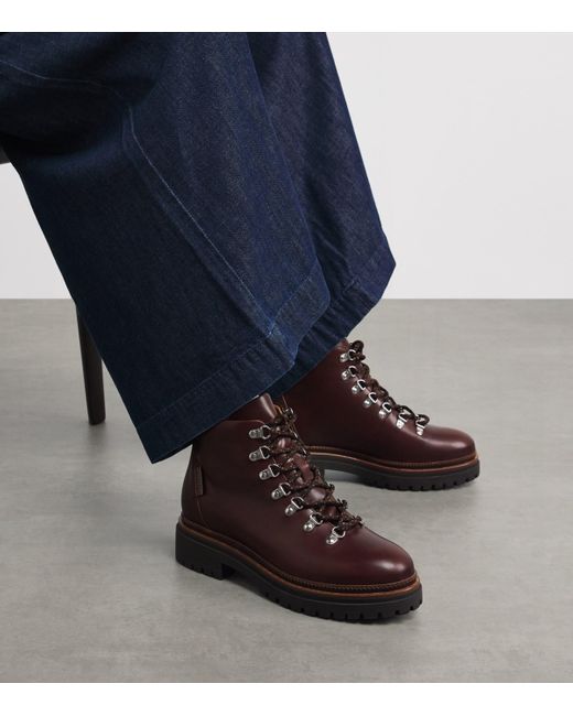 Weekend by Maxmara Brown Leather Lace-Up Ankle Boots