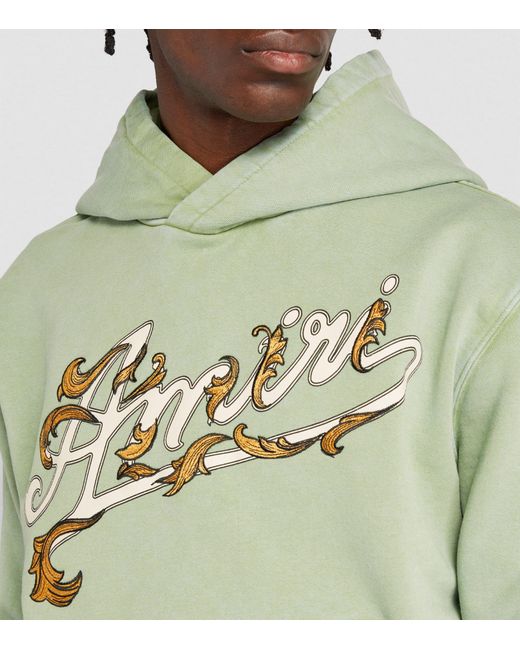 Amiri Green Cotton Logo Hoodie for men
