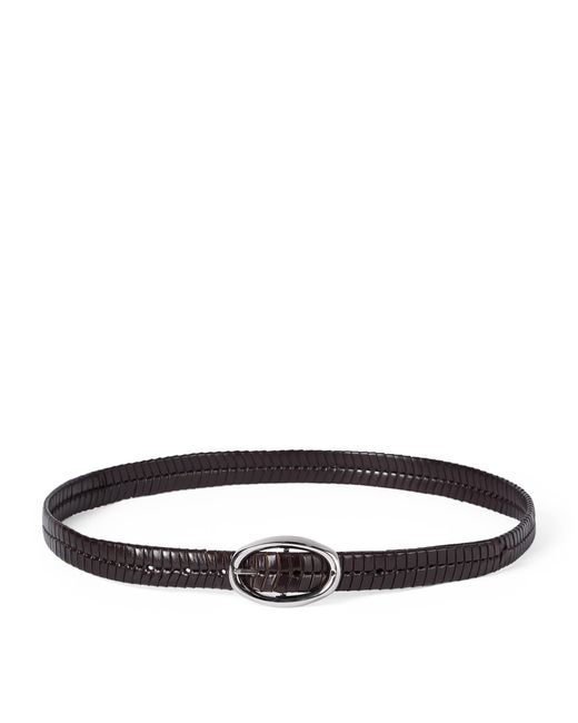 Brunello Cucinelli Black Leather Woven Belt for men