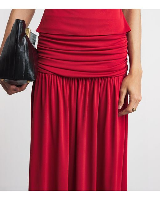 RETORI Red Draped Maxi Skirt