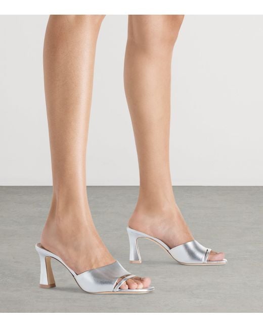 Malone Souliers White Metallic Leather Roxanne Mules 70