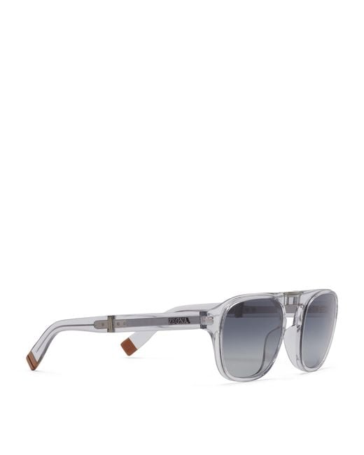 Zegna Gray Luce Foldable Sunglasses for men