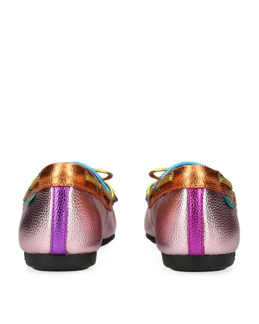 Kurt Geiger Purple Leather Eagle Moccasins