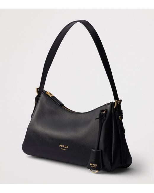 Prada Black Medium Leather Aimée Shoulder Bag