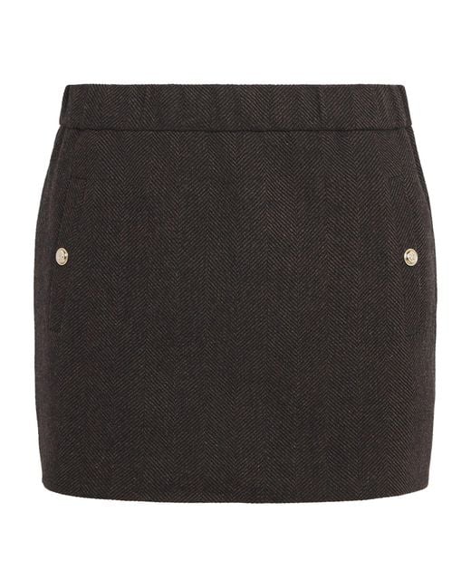 Maje Black Wool-Blend Mini Skirt