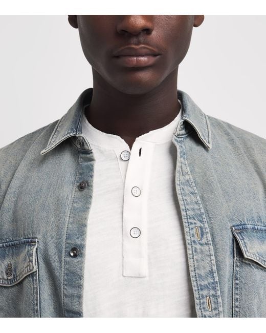 Rag & Bone White Cotton Henley Top for men