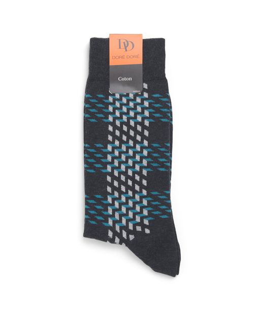 Doré Doré Blue Cotton Patterned Socks for men