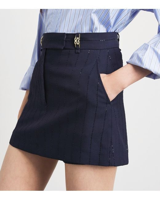 Sandro Blue Sequinned Mini Skort