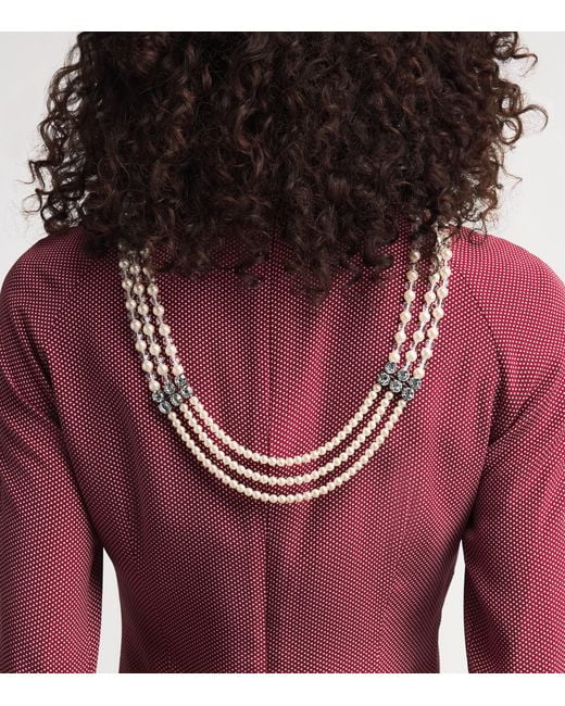 Alessandra Rich Natural Faux Pearl Layered Necklace