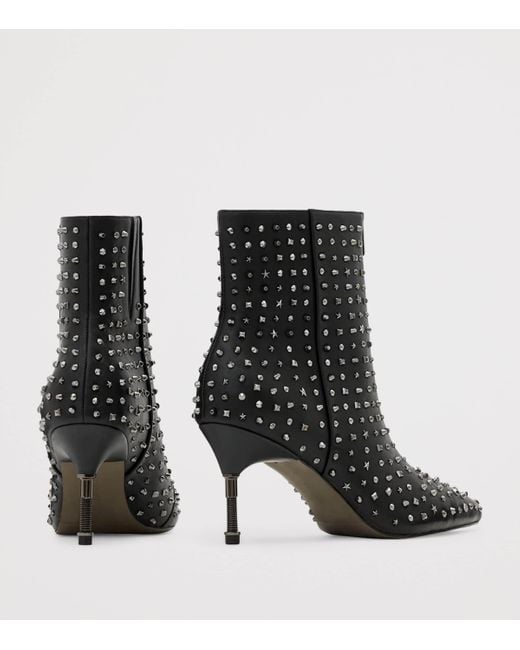 AllSaints Black Leather Stud Heeled Boots 88