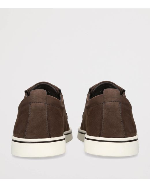 Ferragamo Brown Nubuck Leather Alfie Slip-On Sneakers for men