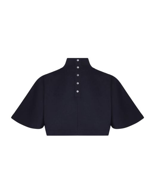 Alaïa Blue Cotton Jersey Crop Top