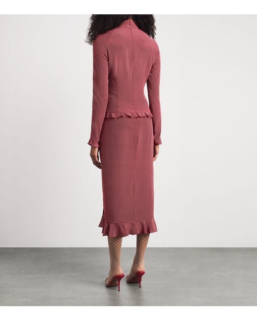 Alessandra Rich Red Silk Polka-Dot Bow Dress