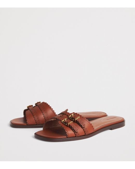 Zimmermann Brown Leather Goldie Slides